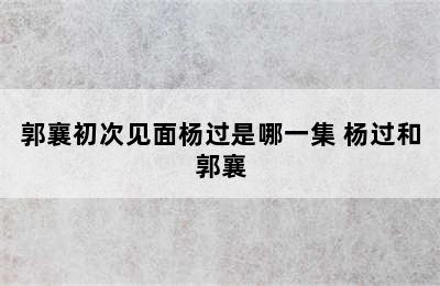 郭襄初次见面杨过是哪一集 杨过和郭襄